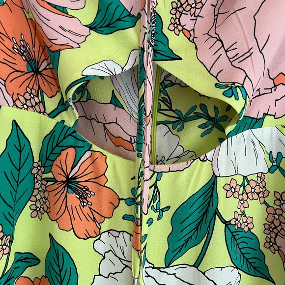 Revolve X AFRM Spring Lime Bouquet Floral Dolly Off The Shoulder Mini Dress | M - Picture 15 of 16